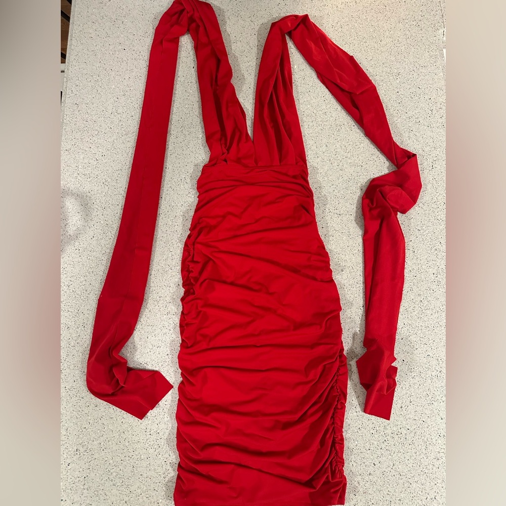 Victoria’s Secret Moda International Red Interchangeable Ruched Bodycon Dress XS